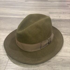 VTG Orvis Lite Felt 100% Wool Fedora Fishing Hat Packable Size Medium Made USA